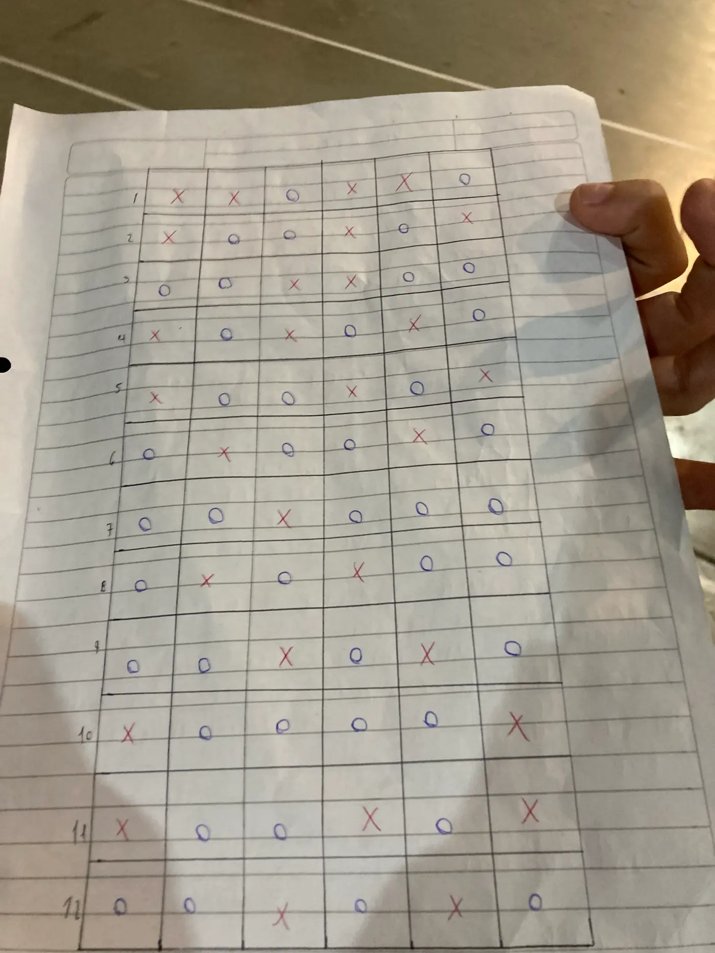 Grilla cuadriculada en papel